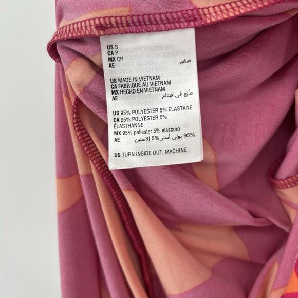 Bar lll Halter Maxi Dress Pink Orange Abstract Floral Sleeveless Resort Size S - Picture 10 of 10